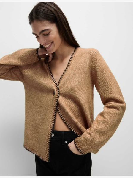 Marks & Spencer Cardigan iz mehke preje z gumbi na sprednji strani in V-izrezom Marks & Spencer rjava