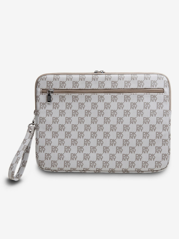 DKNY DKNY PU usnjeni kariran vzorec in črtast ovoj za prenosnik 15/16 bež