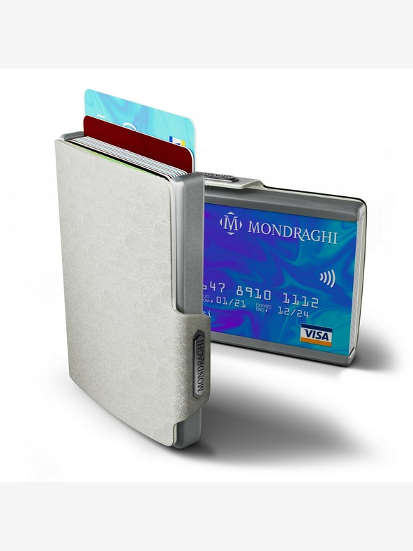 Mondraghi Srebrna usnjena denarnica Mondraghi Saffiano