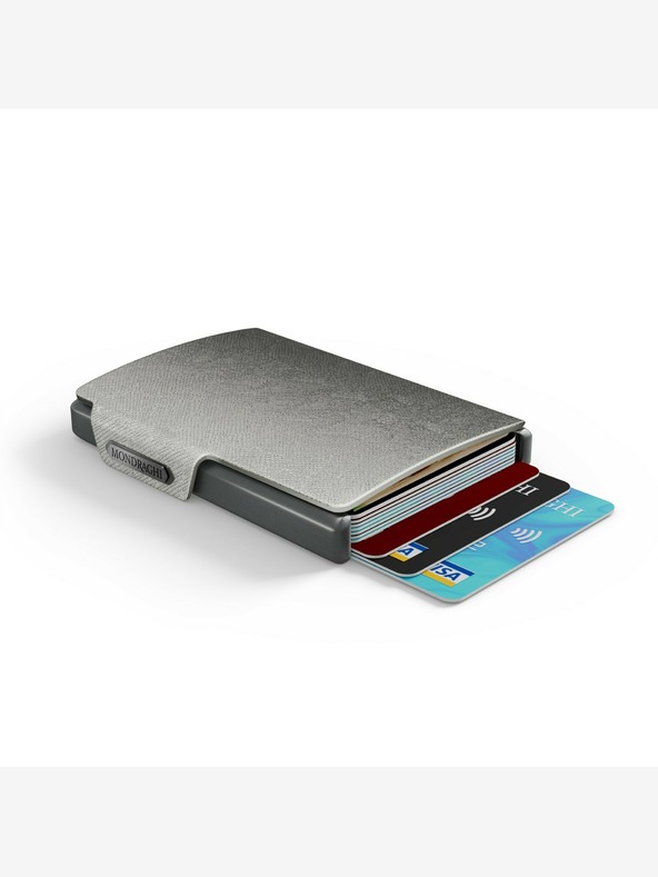 Mondraghi Srebrna usnjena denarnica Mondraghi Saffiano