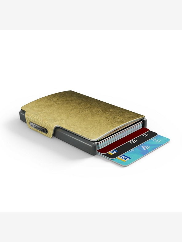 Mondraghi Mondraghi Saffiano zlata usnjena denarnica