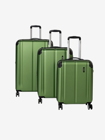 Travelite Komplet treh zelenih kovčkov Travelite City 4w S,M,L Zelena