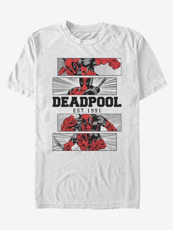 ZOOT.Fan Bela unisex majica ZOOT.Fan Marvel DEADPOOL 4 PANEL 2 TONE
