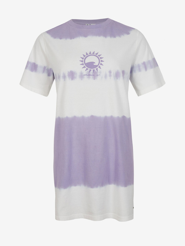 O'Neill Vijolična in bela ženska vzorčasta majica O'Neill WOW T-SHIRT DRESS