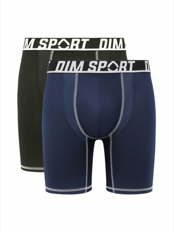 DIM Komplet dveh moških športnih boksaric črne in temno modre barve DIM SPORT LONG BOXER 2x