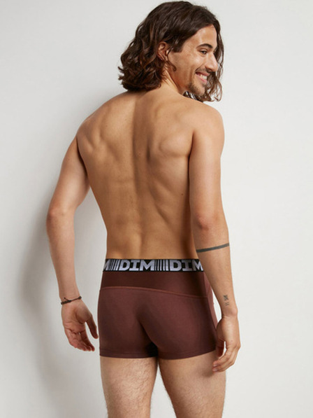 DIM Komplet dveh moških boksaric zelene in temno rjave barve DIM COTTON 3D FLEX AIR BOXER 2x