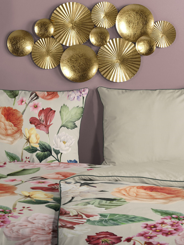 Descanso Vzorčasto dvostransko posteljno perilo Descanso Fiori v bež barvi 140 x 200 cm