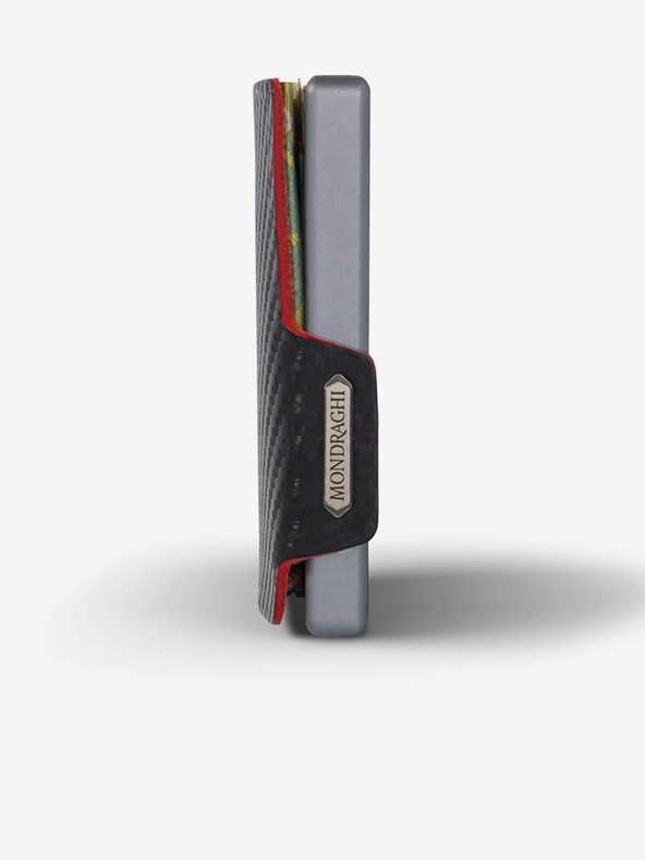 Mondraghi Črna usnjena denarnica Mondraghi Carbon Plus z vzorcem