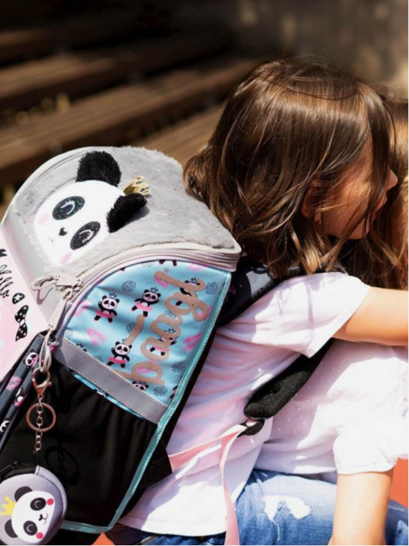 BAAGL  Siva šolska torba z zadrgo panda Baagl