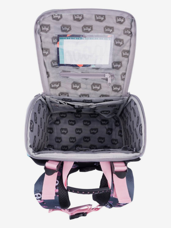 BAAGL  Siva šolska torba z zadrgo panda Baagl