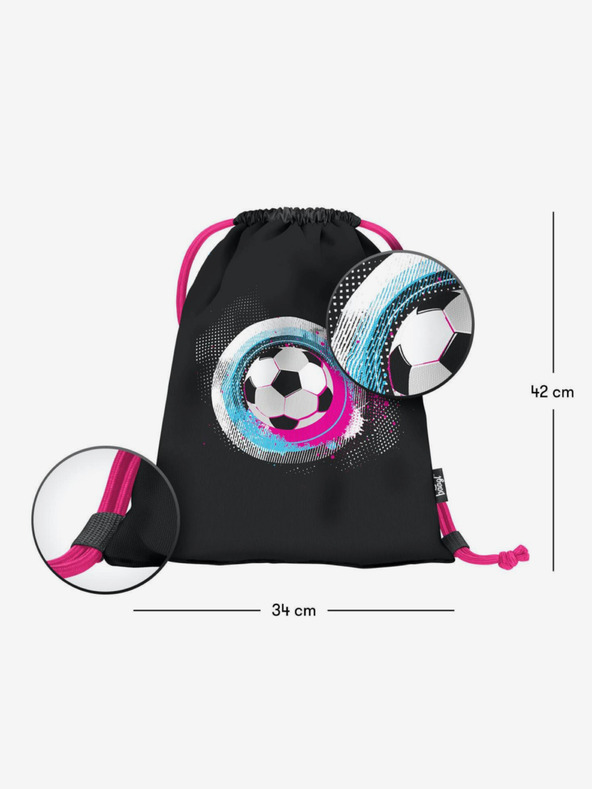 BAAGL  Črna torba z nogometno žogo roza Baagl