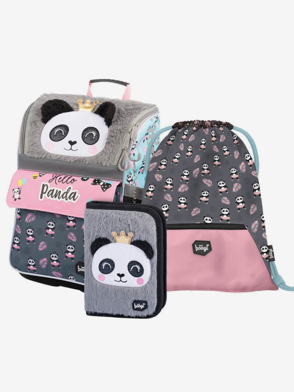 BAAGL  Siva 3 kompleti zippy panda: aktovka, svinčnik, torba Baagl