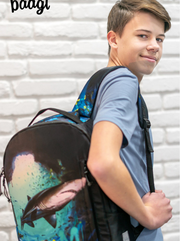 BAAGL  Črn nahrbtnik Baagl eARTh - morski pes by Lukero