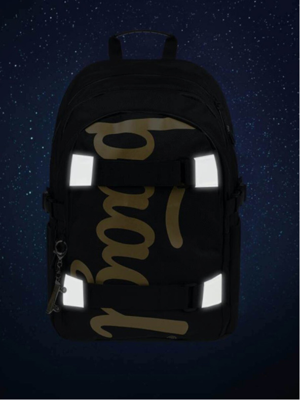 BAAGL  Črni šolski komplet - nahrbtnik, peresnica in torba Baagl Skate Gold