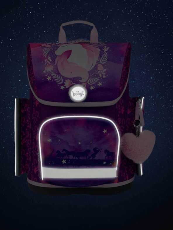 BAAGL  Vijolični šolski komplet Ergo - aktovka, peresnica, torba Baagl Horse