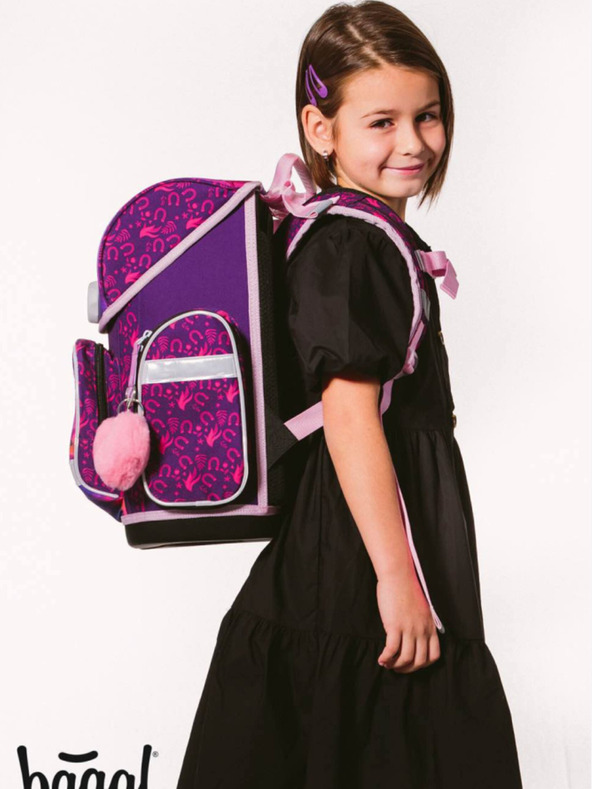 BAAGL  Vijolični šolski komplet Ergo - aktovka, peresnica, torba Baagl Horse