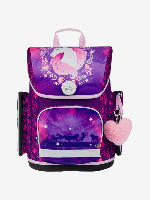 BAAGL  Vijolični šolski komplet Ergo - aktovka, peresnica, torba Baagl Horse