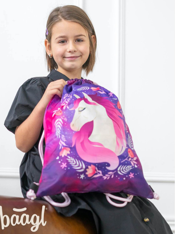 BAAGL  Vijolični šolski komplet Ergo - aktovka, peresnica, torba Baagl Horse