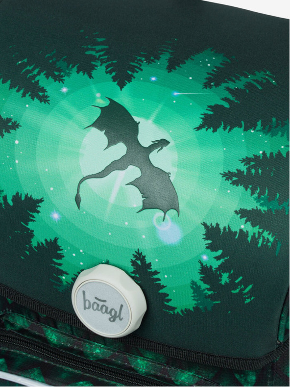 BAAGL  Zelena šolska torba Ergo Baagl Zmaj