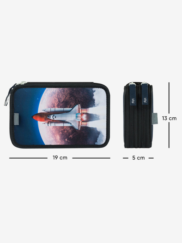 BAAGL  Modri šolski komplet - aktovka, peresnica, torba Baagl Shelly Space Shuttle