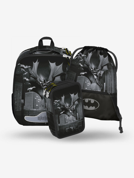 BAAGL  Črni šolski komplet - aktovka, peresnica, torba Baagl Shelly Batman Dark City