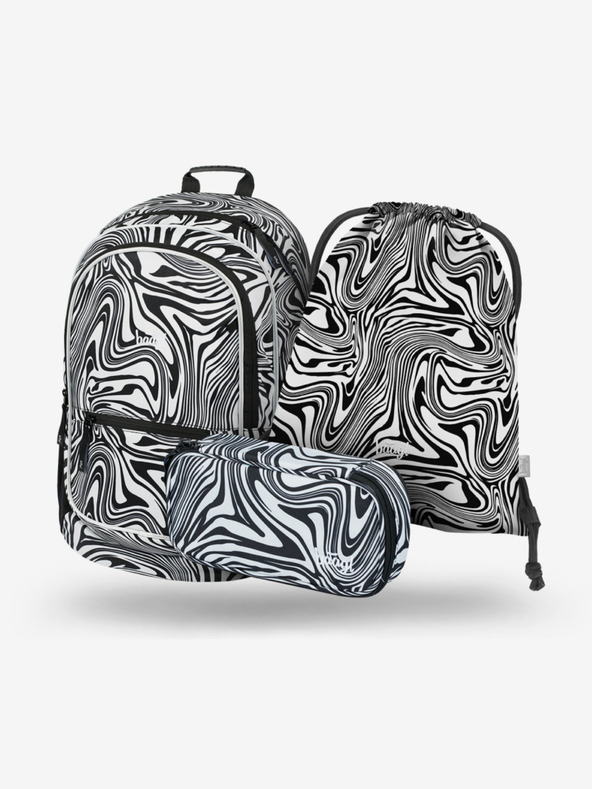 BAAGL  Črn šolski komplet - nahrbtnik, peresnica, torba Baagl Core Mixture