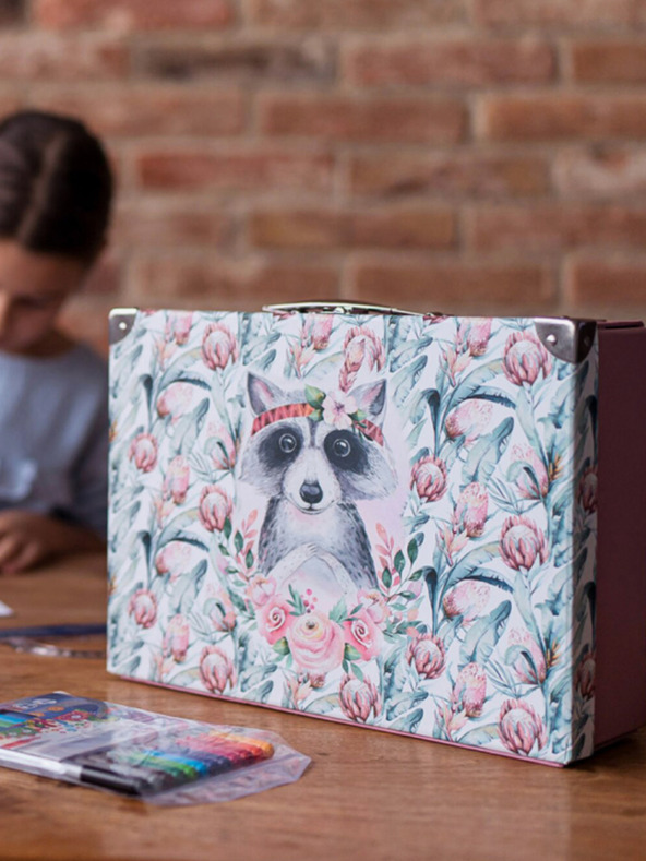 BAAGL  Roza zložljiva šolska torba s priborom Baagl Raccoon