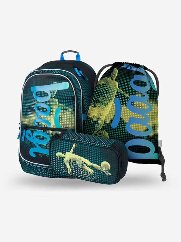 BAAGL  Zeleni šolski komplet Core - nahrbtnik, peresnica, torba Baagl Nogometaš