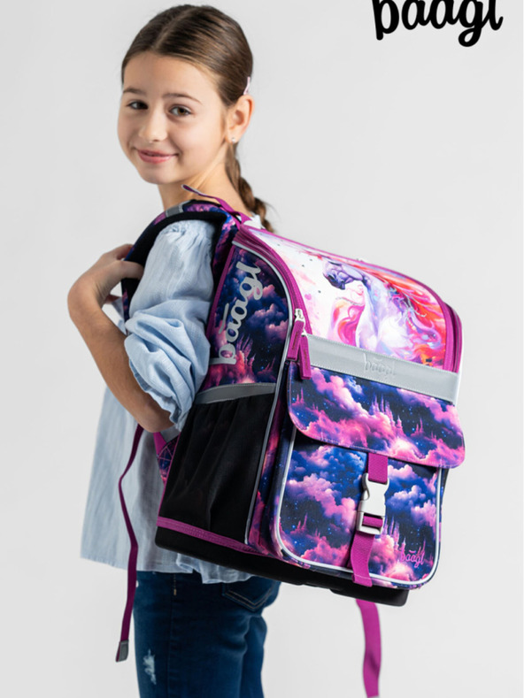 BAAGL  Vijoličen šolski komplet Zippy - aktovka, peresnica, torba Baagl Unicorn Kingdom