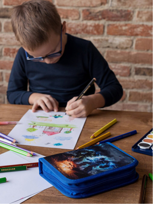 BAAGL  Modra šolska torbica za svinčnike, enojna stopnja Baagl Roboti