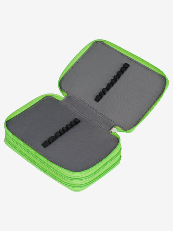 BAAGL  Zelena šolska torbica za svinčnike s tremi nivoji Baagl Nogometaš