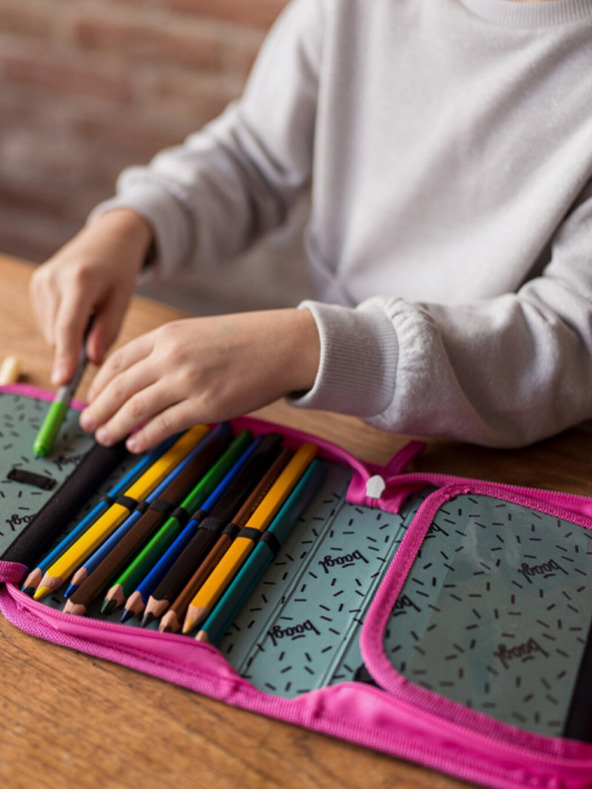 BAAGL  Rožnata šolska peresnica za eno stopnjo Baagl Flamingi