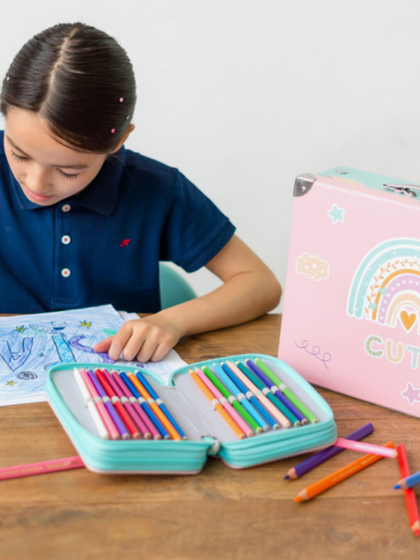 BAAGL  Rožnata zložljiva šolska torba z nastavki Baagl Rainbow