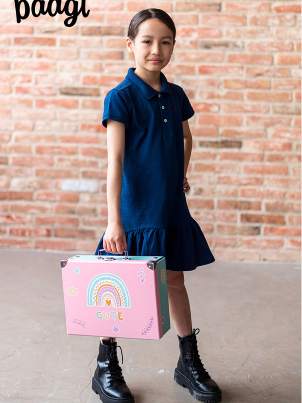 BAAGL  Rožnata zložljiva šolska torba z nastavki Baagl Rainbow