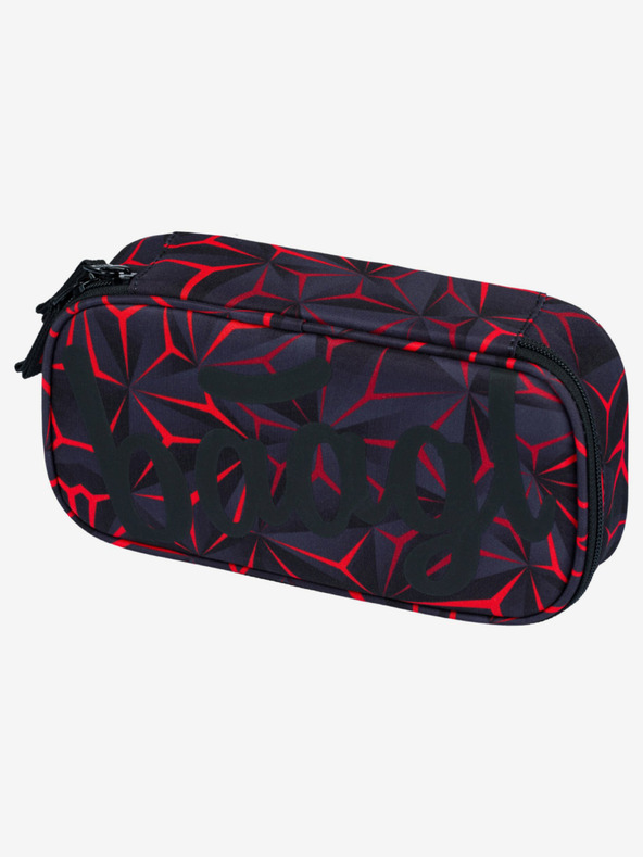 BAAGL  Črni šolski komplet - nahrbtnik, peresnica, torba Baagl Core Red Polygon