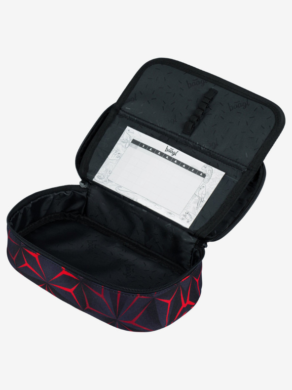 BAAGL  Črni šolski komplet - nahrbtnik, peresnica, torba Baagl Core Red Polygon