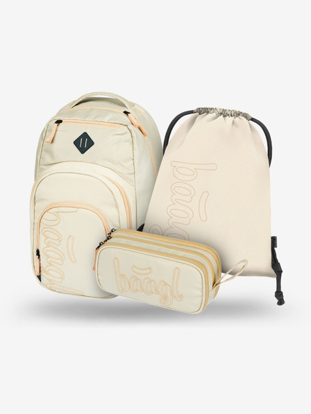 BAAGL  Bež šolski komplet - nahrbtnik, peresnica, torba Baagl Coolmate Beige
