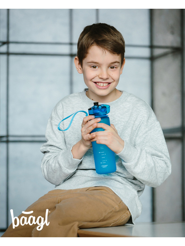 BAAGL  Modra steklenička za pitje iz tritana z logotipom - modra, 500 ml Baagl