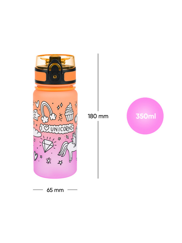 BAAGL  Oranžna tritanska plastenka za pitje z gradientom enorožec, 350 ml Baagl