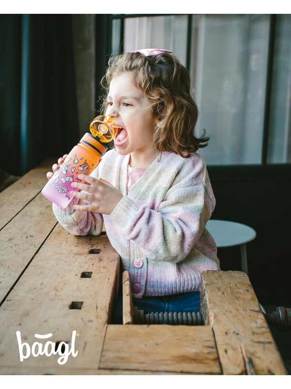 BAAGL  Oranžna tritanska plastenka za pitje z gradientom enorožec, 350 ml Baagl