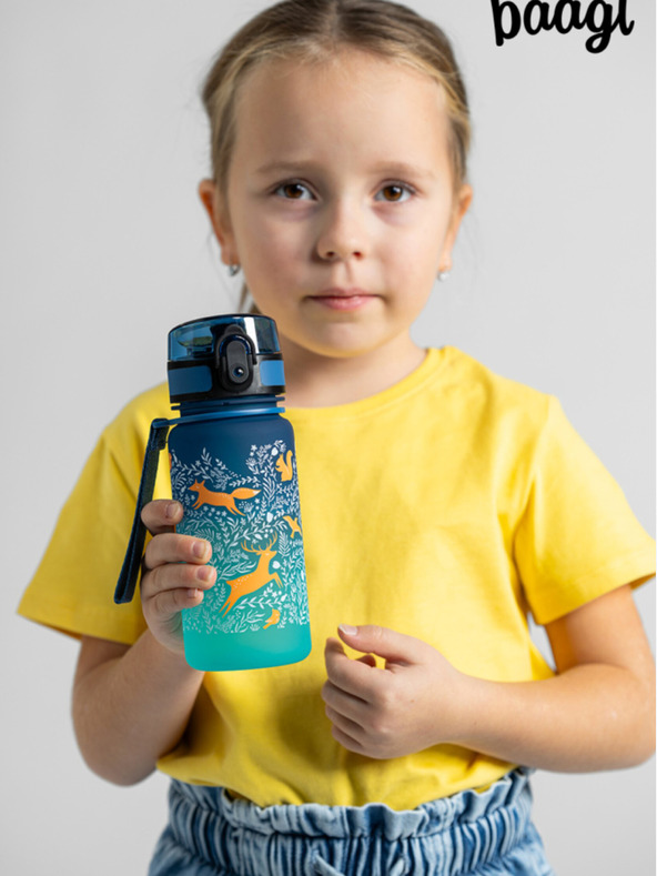 BAAGL  Modra tritanska steklenička za pitje z naklonom gozd, 350 ml Baagl