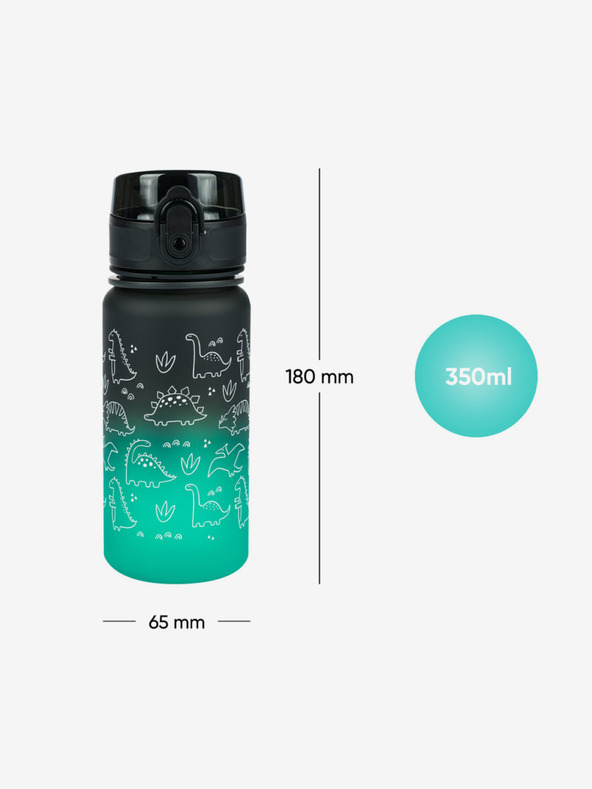 BAAGL  Zelena tritanska steklenička za pitje z nagibom dino, 350 ml Baagl