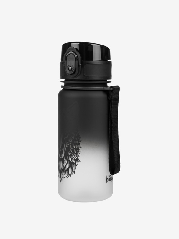 BAAGL  Črna tritanska steklenička za pitje z nagibom volk, 350 ml Baagl