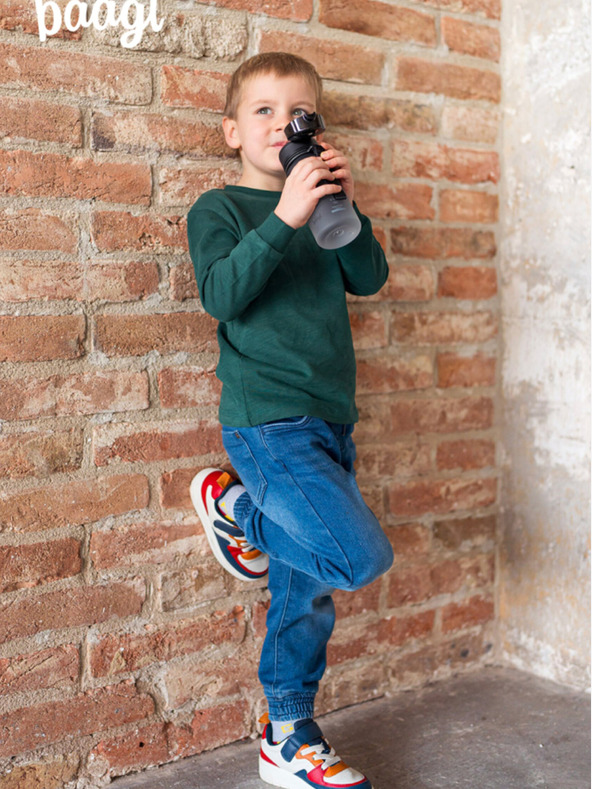 BAAGL  Črna tritanska steklenička za pitje z nagibom volk, 350 ml Baagl