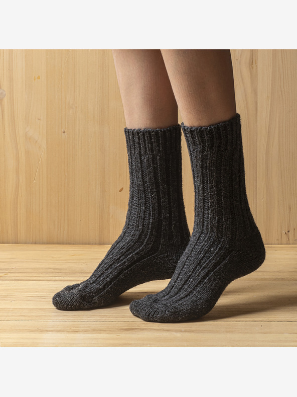 Balkanova Debele volnene nogavice 100 % volna merino, antracit