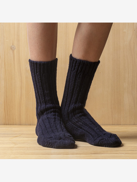 Balkanova Debele volnene nogavice 100 % merino volna, temno modre barve