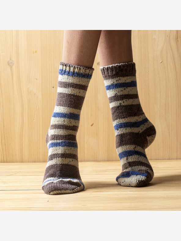 Balkanova Nogavice iz merino volne, modro-sive z vzorcem