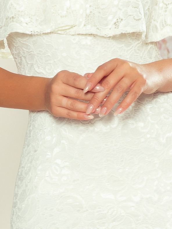 numoco Čipkasta obleka z volančki - ecru Numoco