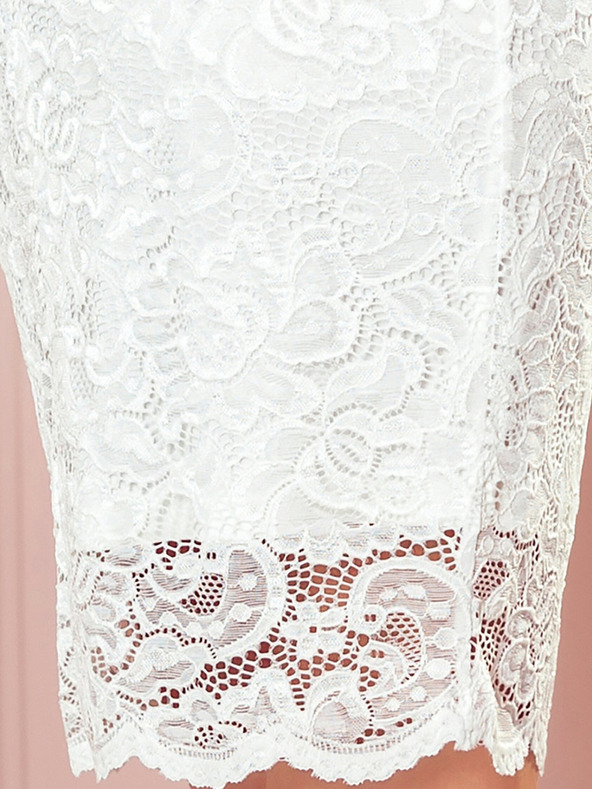 numoco Čipkasta obleka z dolgimi rokavi in izrezom - malina Numoco