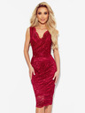 numoco Čipkasta midi obleka z izrezom v obliki svinčnika - bordo Numoco